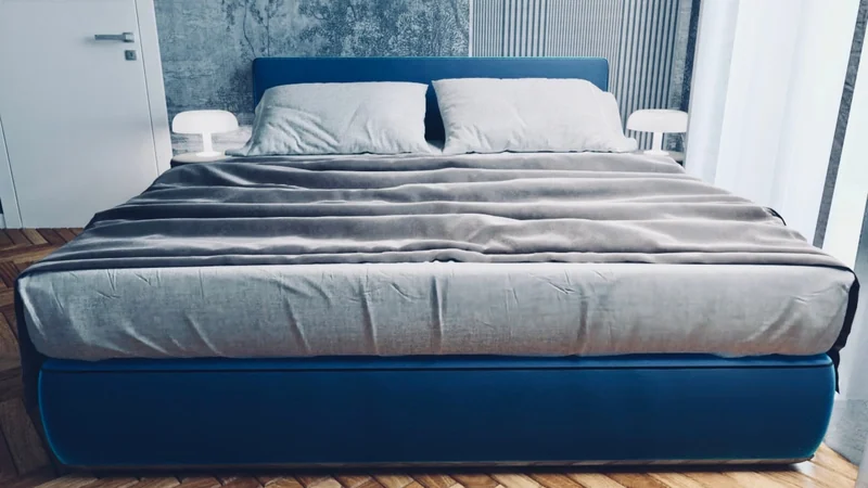 Letto con contenitore blu